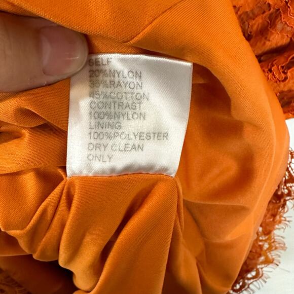 Tadashi Shoji Orange Lace Mini Dress Size 4 Formal Evening Cocktail - Picture 4 of 8